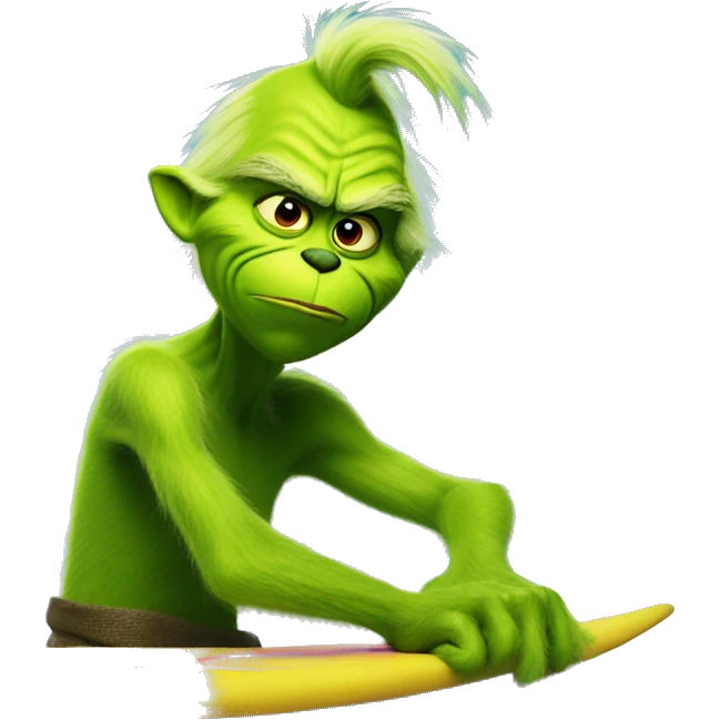 grinch on a surfboard emoji