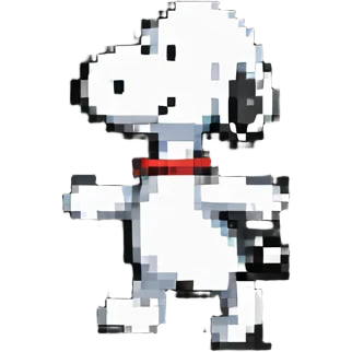 Snoopy dancing happily pixel art emoji