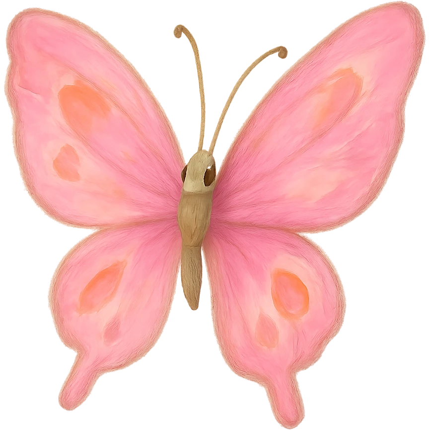 pink butterfly, whimsical and magical, soft painterly look emoji