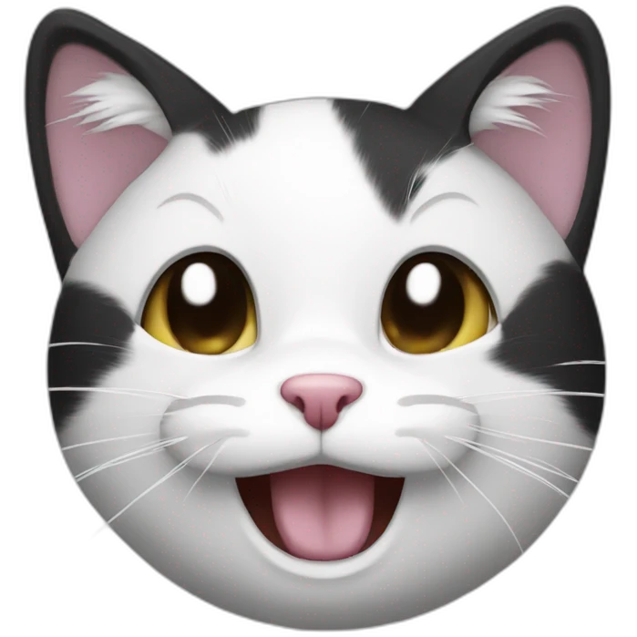 laughing to tears black and white cat emoji