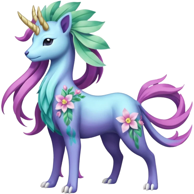 Suicune-Aurorus-Meganium-fusion (full body) emoji