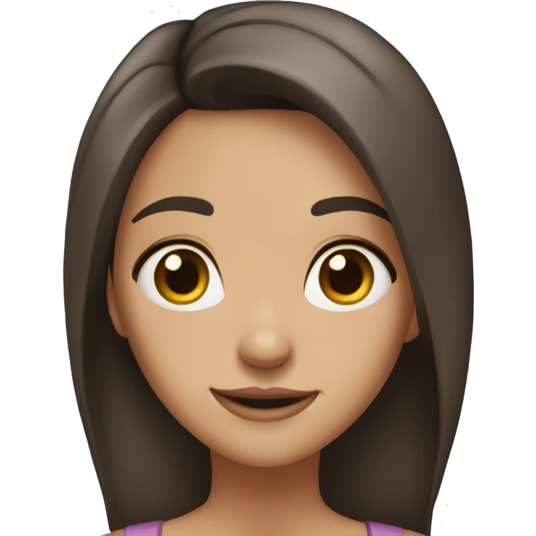Brunette girl with brown eyes with neutral face showing 👍🏻 this and with not long hair  emoji