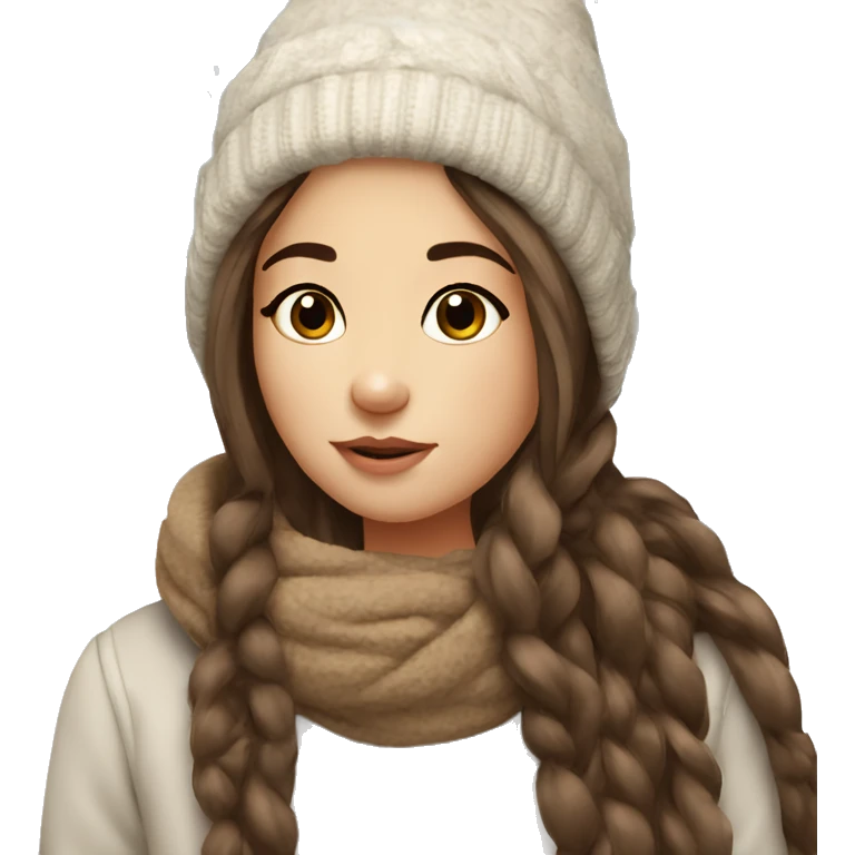 Long brown hair girl cute winter emoji