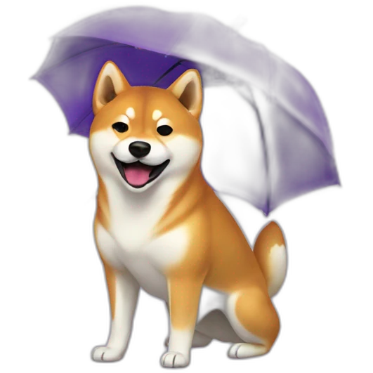 Shiba Inu destroying purple umbrella handle emoji