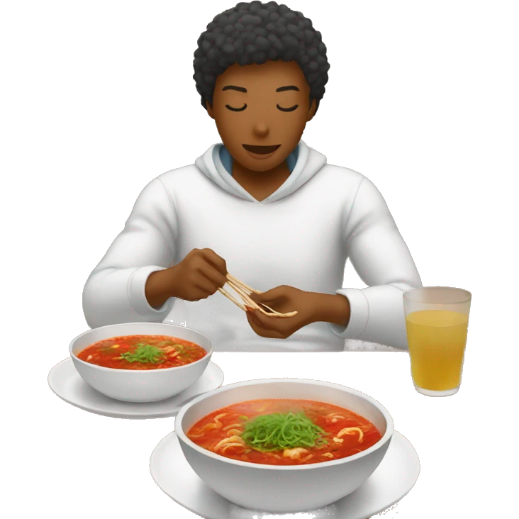person who eating spicy hot pot alone emoji
