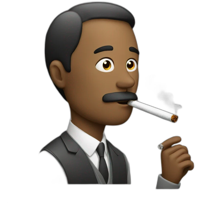 Men smoking cigarette with smoke emoji