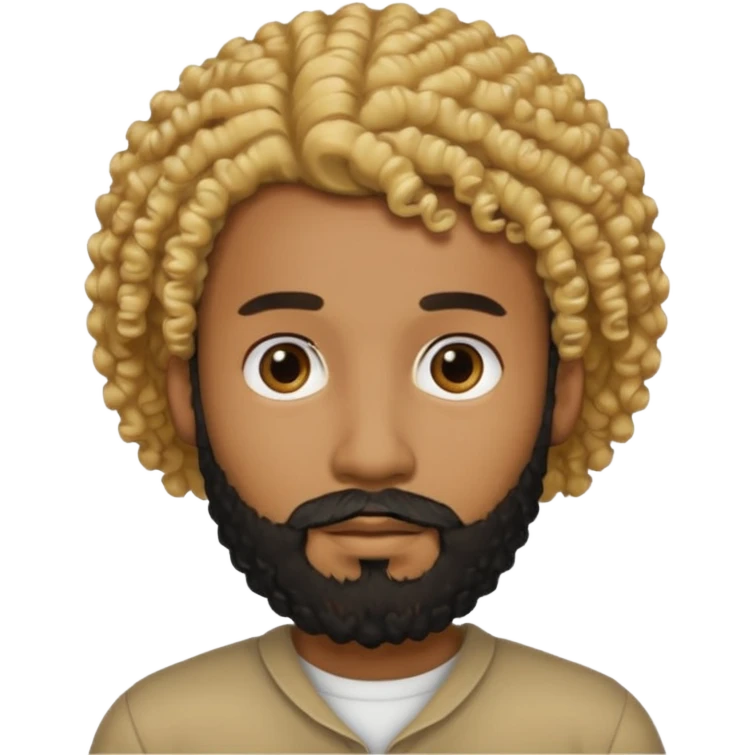 Black man with curly blonde hair like 👨🏾‍🦱and a black beard🧔🏾‍♂️ emoji