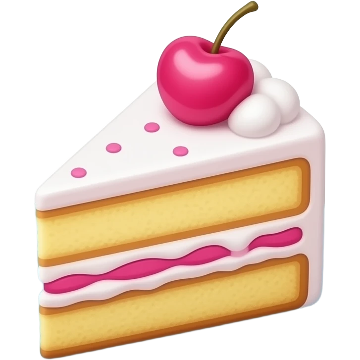 A dessert plate with a cake slice in a Barbie-inspired pastel emoji