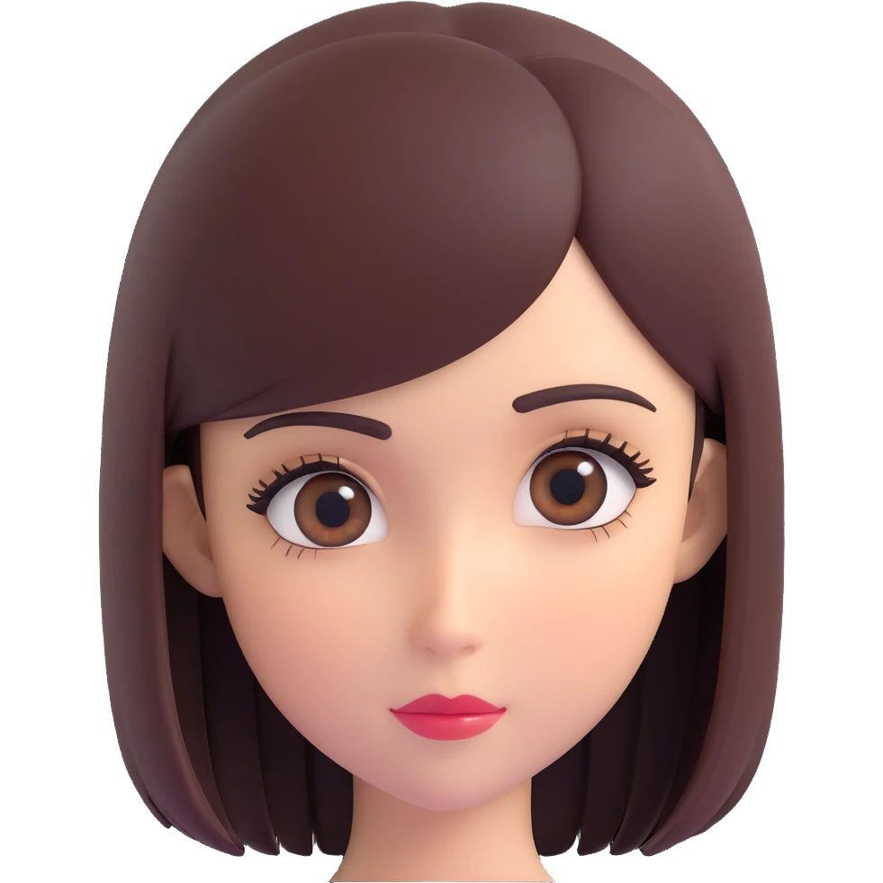 Morena, de cabello lacio y pestañas largas  emoji