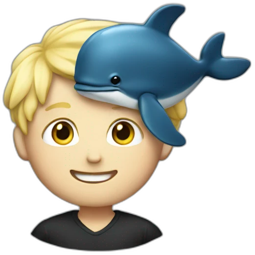 a boy with blond hair wearing a whale costume emoji
