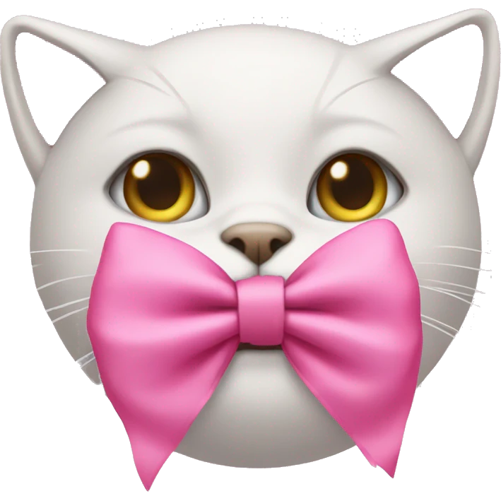 Cat with a pink bow and a kiss face emoji