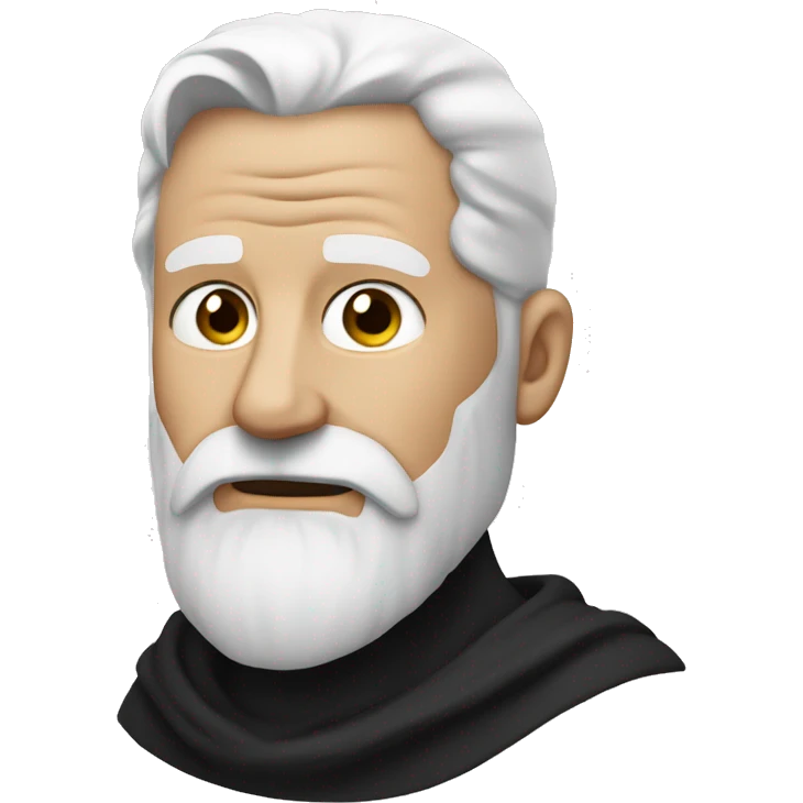 white beard, black cowl, old man, scar on cheep emoji