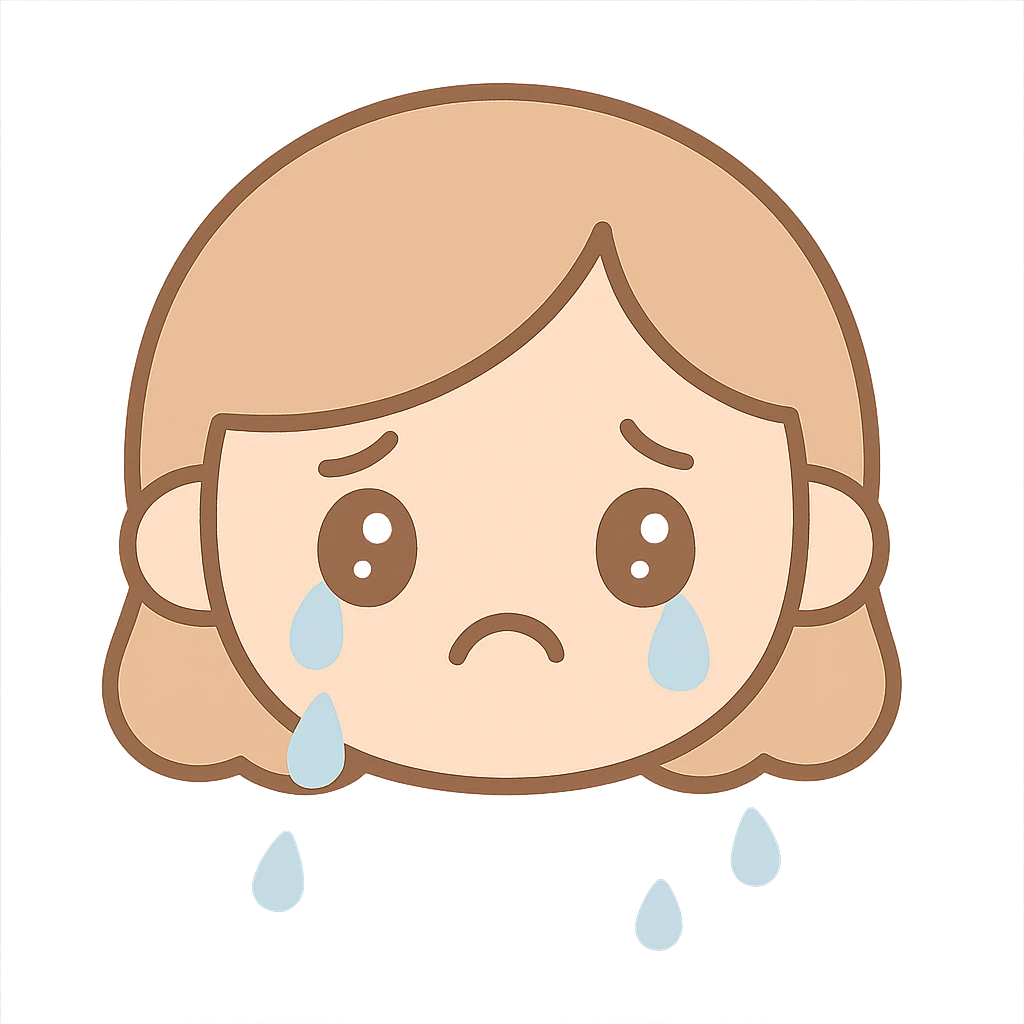 Make the sad girl emoji crying with visible tears, keep the original kawaii style. emoji