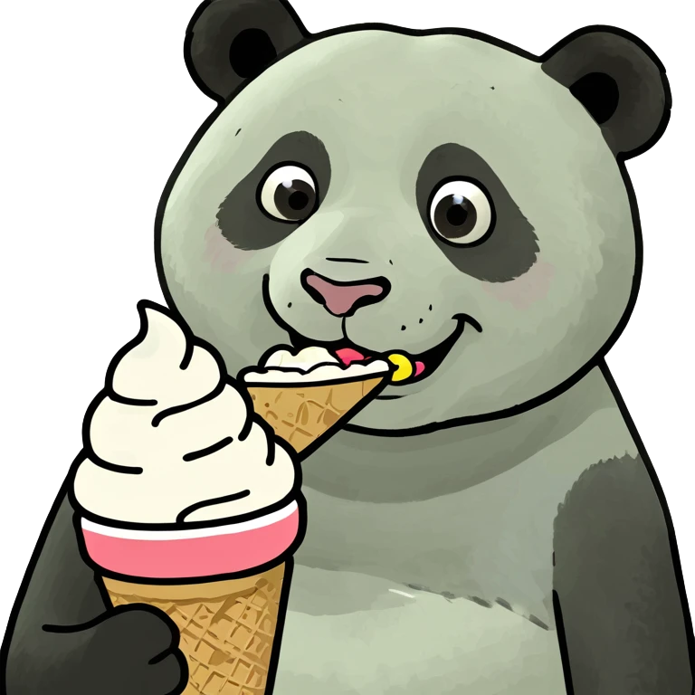 Panda eating ice cream emoji