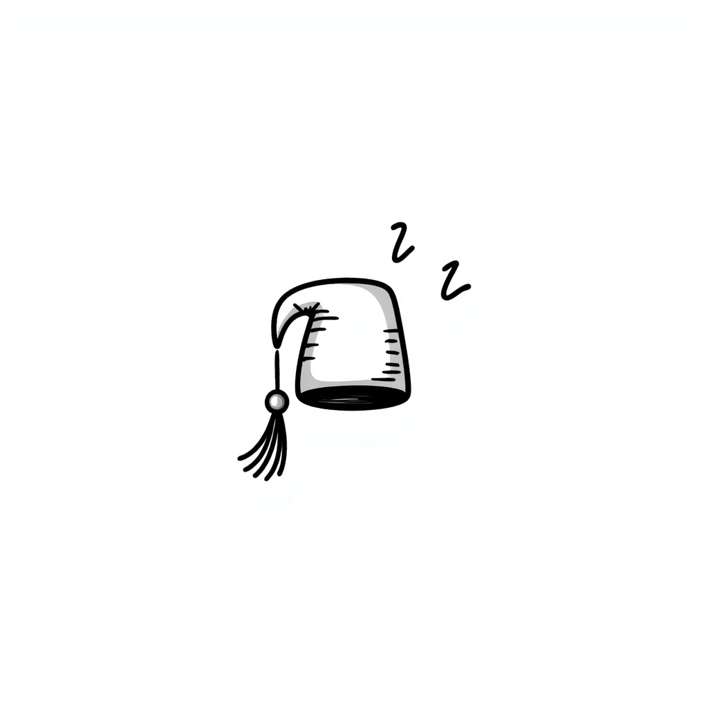 hand-drawn doodle of a fez hat with tassel, playful lines emoji
