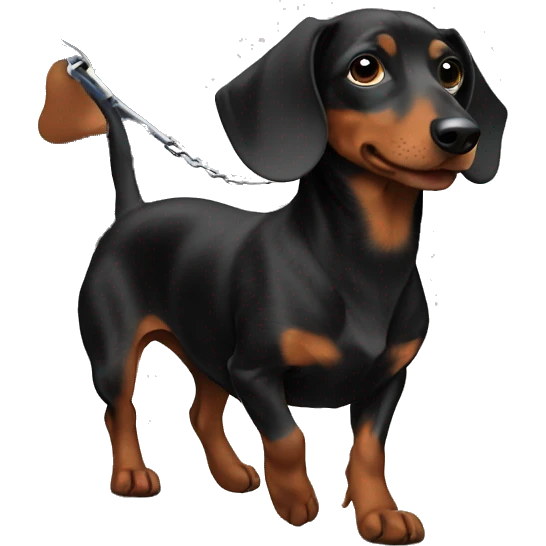 Black guy walking mini dachshund  emoji