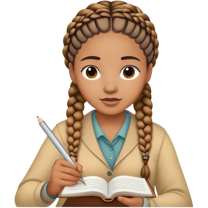 Woman with braids journaling  emoji