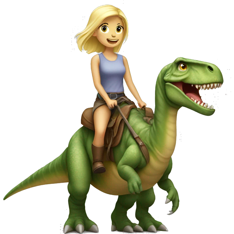 Blonde girl riding long neck dinosaur emoji