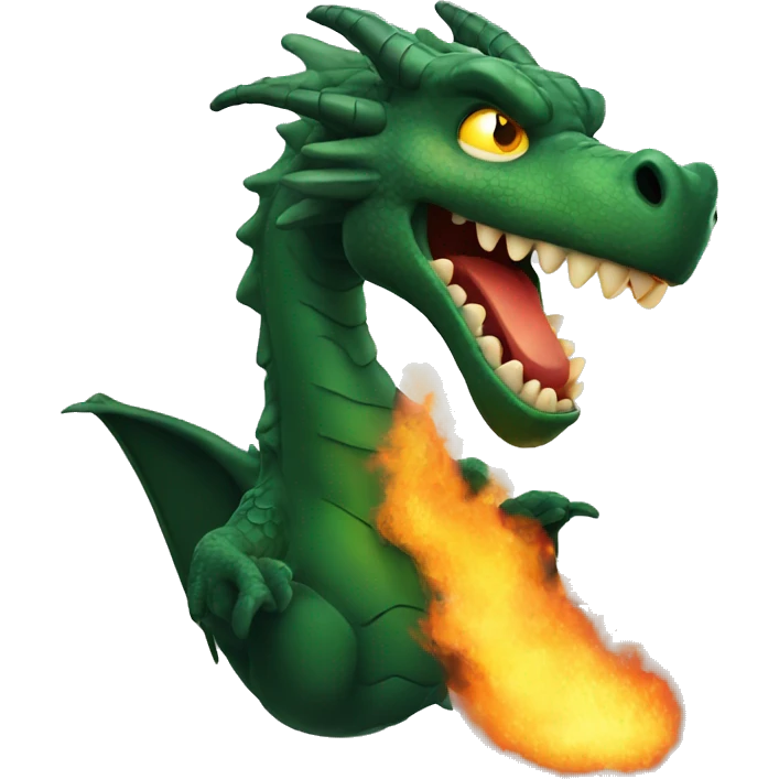 Big dark green dragon breathing fire emoji