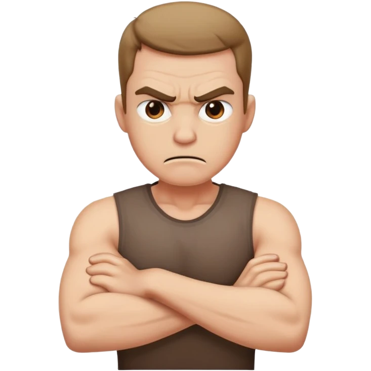arms crossed holding neck angry man emoji