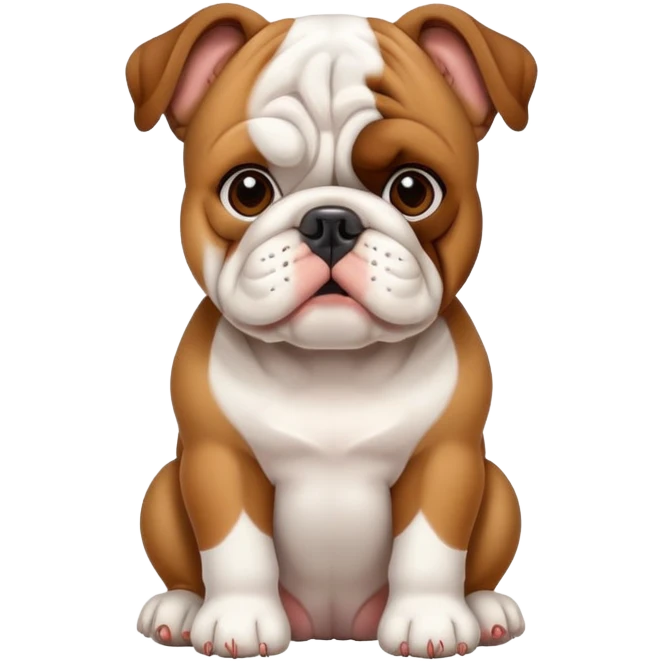 cute bulldog sitting front view emoji