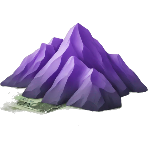 Purple mountain made from money  emoji