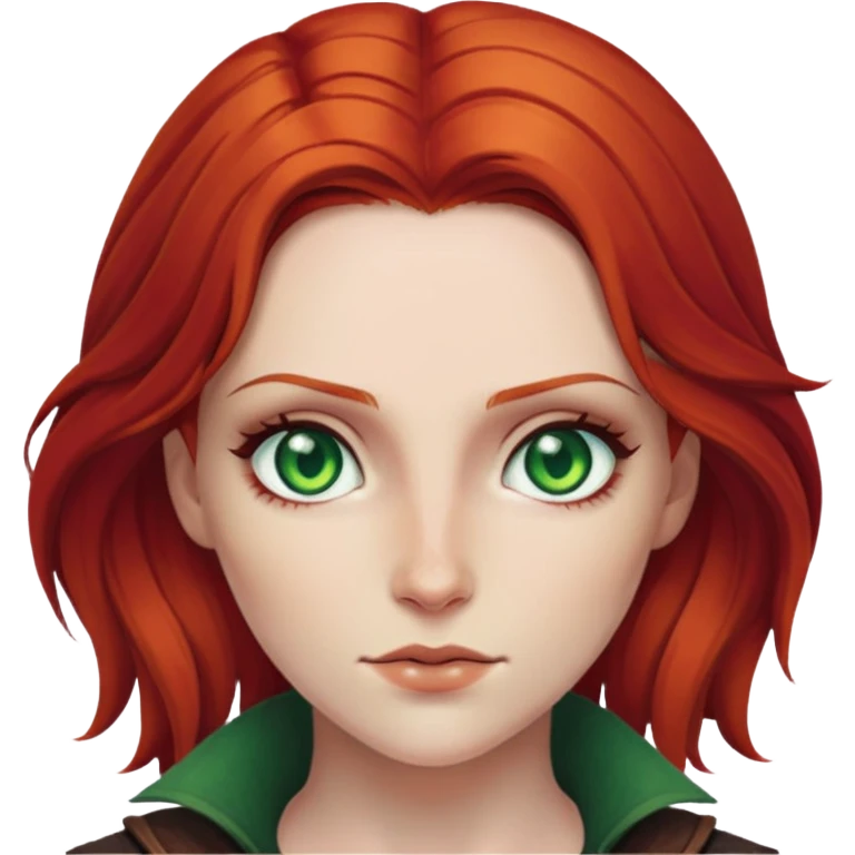 Triss Merigold from The Witcher with red hair and green eyes emoji