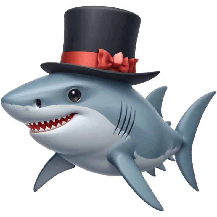Shark with a top hat emoji