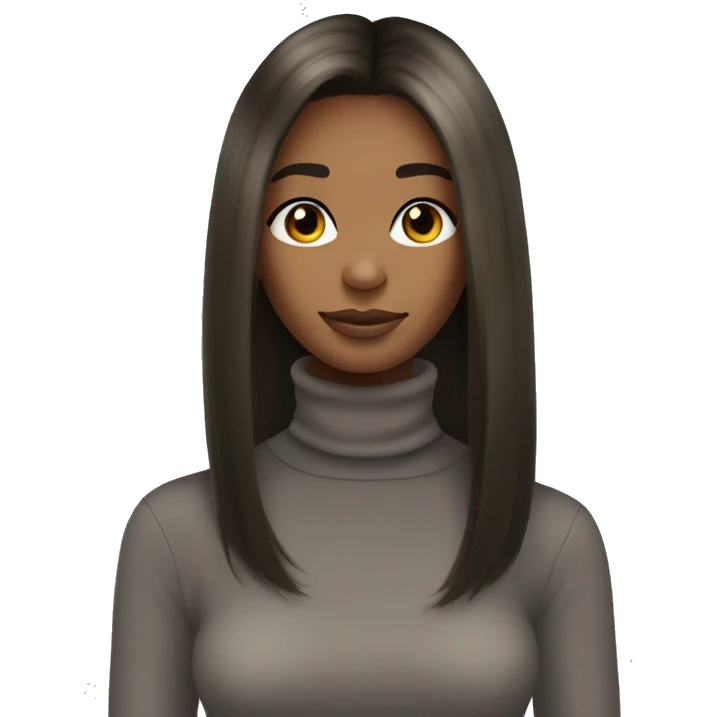 turtle neck straight hair slightly lighter swarty skin emoji