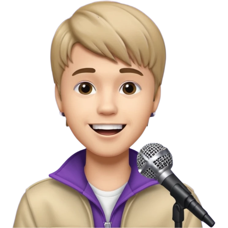 Justin Bieber singing on stage emoji