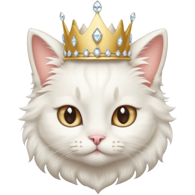 Cat Queen – fluffy white cat with a small diamond tiara.
 emoji