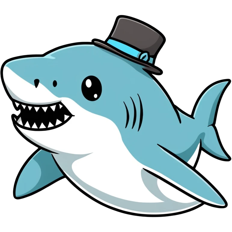 Shark with a top hat emoji