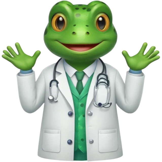 smiling frog dressed as a doctor emoji