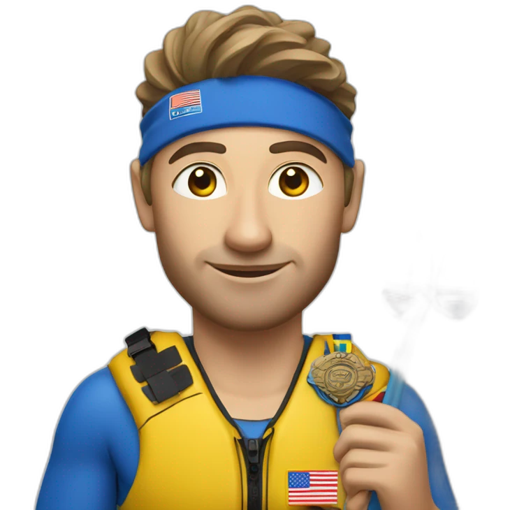 pro kayaker with medals emoji