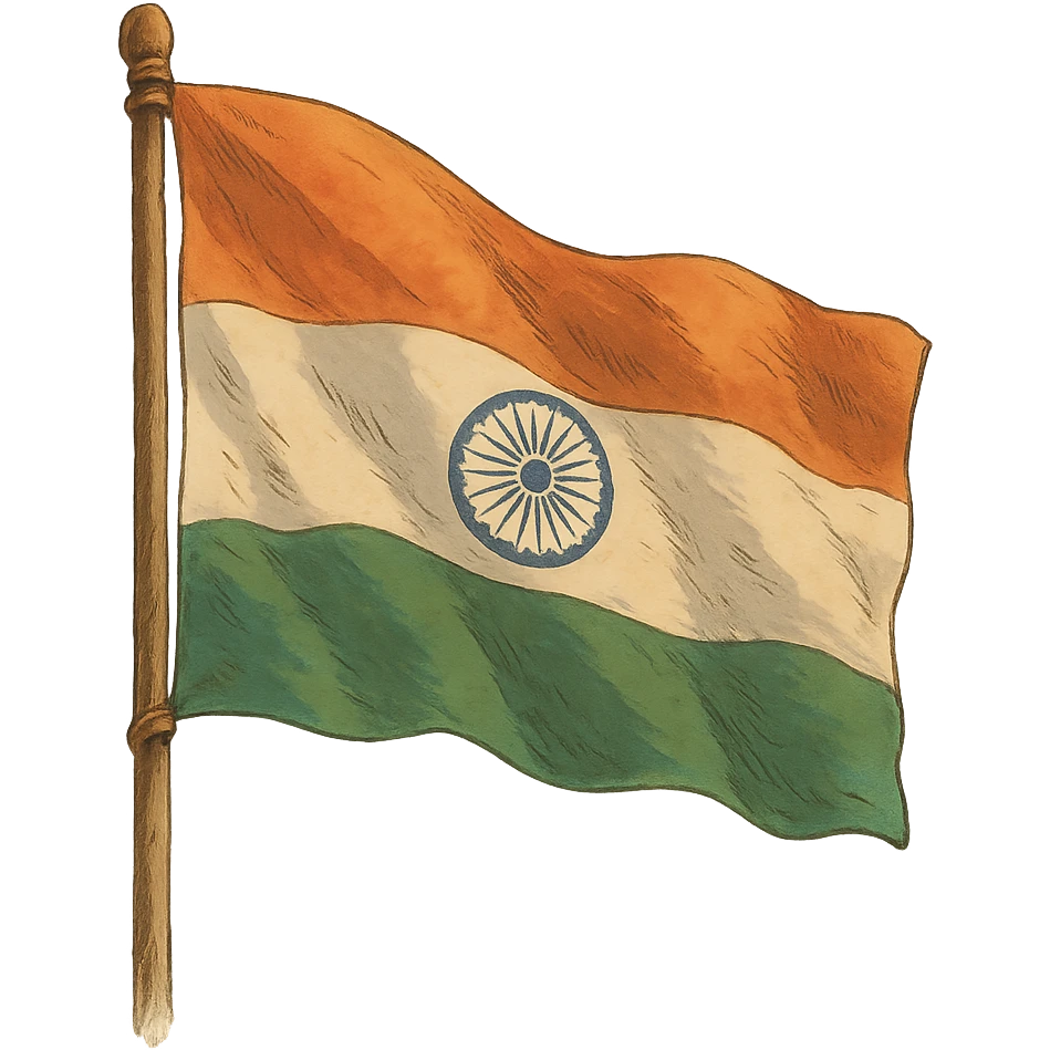ghibli style Indian flag, no background emoji