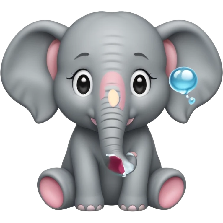 small elephant, begging pose, watery eyes emoji