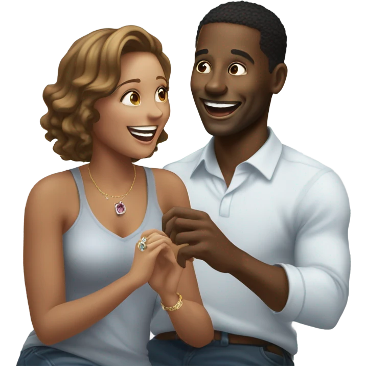 Black man proposing to white woman  emoji