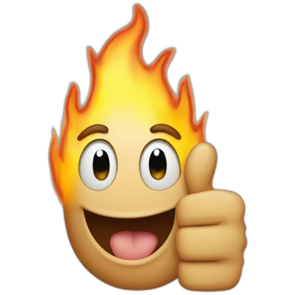 thumbs up made of flames emoji