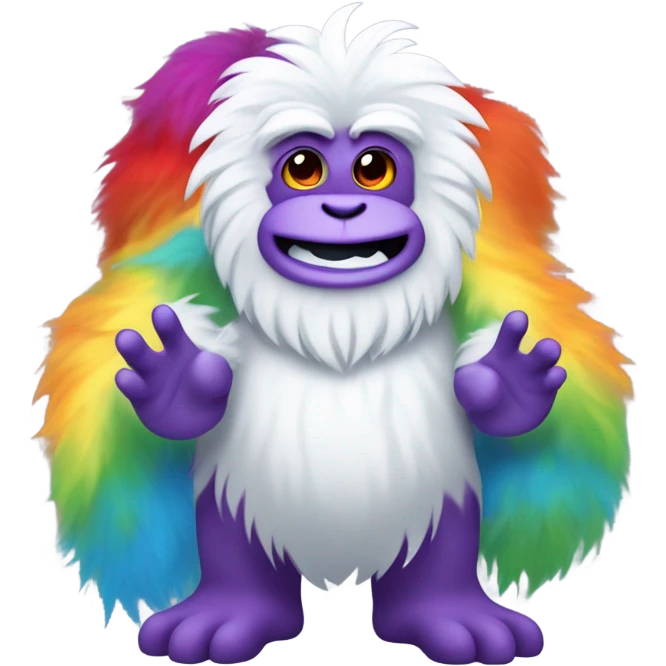 a yeti holding rainbow poop emoji emoji