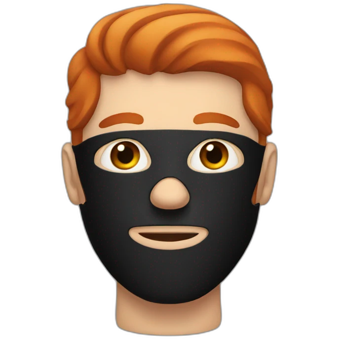 Red haired man wearing a black mask emoji