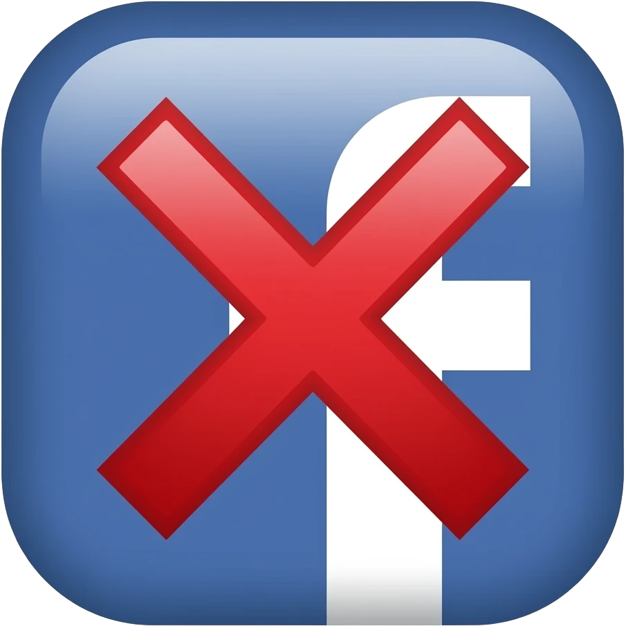 facebook logo with red "x" emocji mark emoji