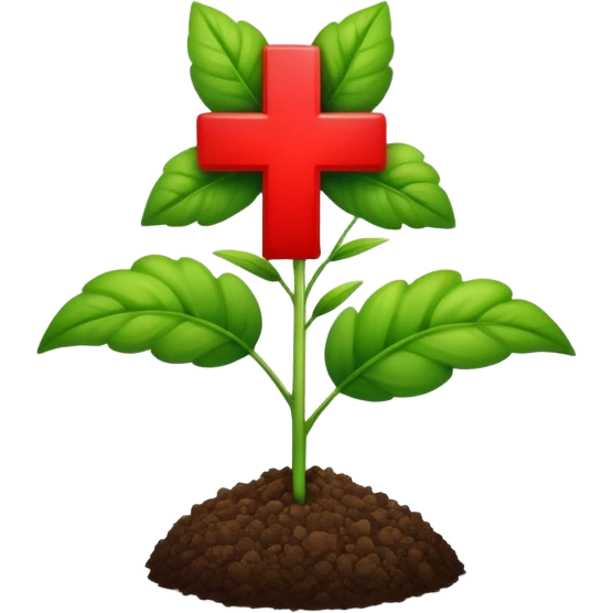 green plant with a red medical cross symbolizing agriculture and health emoji