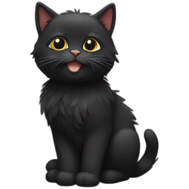 2 black cats (fluffy and ordinary) emoji