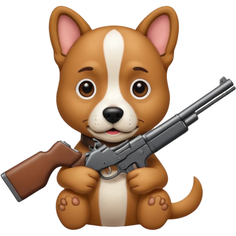Dog holding gun emoji