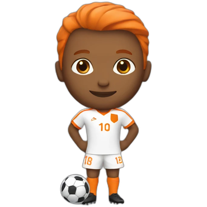 Soccer player in tangerine and orange kit emoji