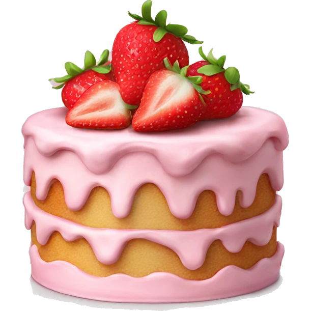 Pink strawberries and cream birthday cake  emoji
