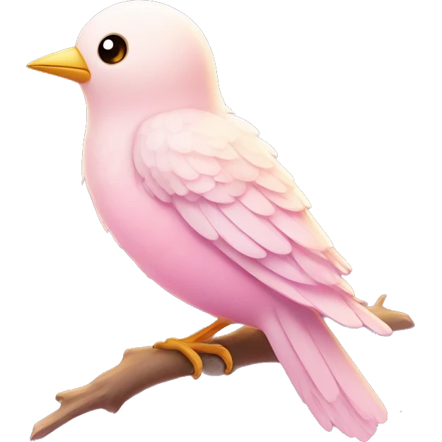 Bird "A pastel pink bird with glowing, delicate feathers, a shimmering beak, and a magical trail of sparkles as it flutters its wings." emoji