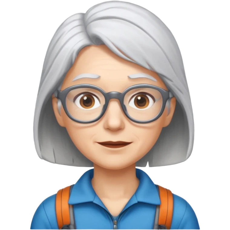 climber woman with white/grey hair and glassess emoji