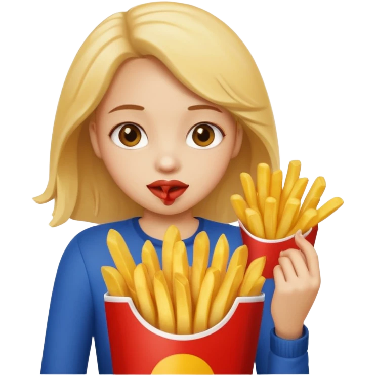 Girl munching fries emoji