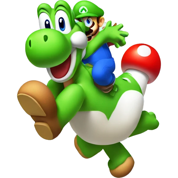 Mario with big hand and Yoshi jump emoji